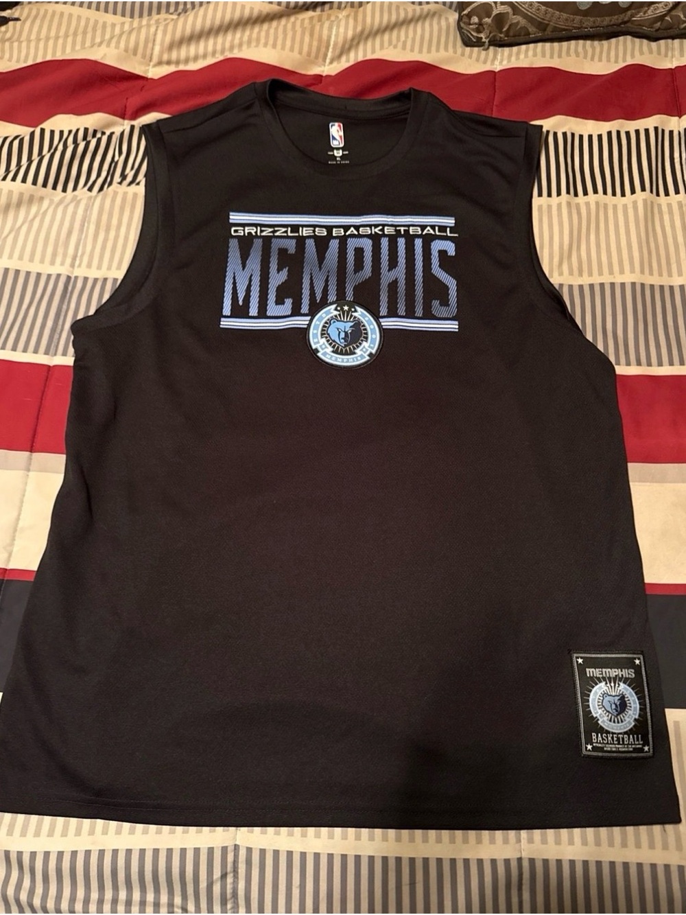 NBA Memphis Grizzlies Black and Blue Sleeveless Jersey
